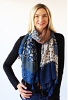 PAISLEY SPOT SCARF - navy cream